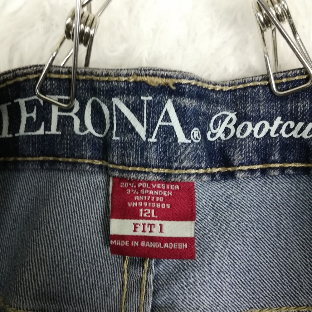 Merona Womens Jeans Boot Cut Blue Denim High‎ Rise Medium Wash Long 12L - Picture 6 of 9